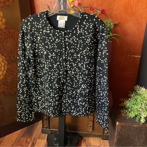 Talbots Medium Black Sequined Wool Blend Cardigan